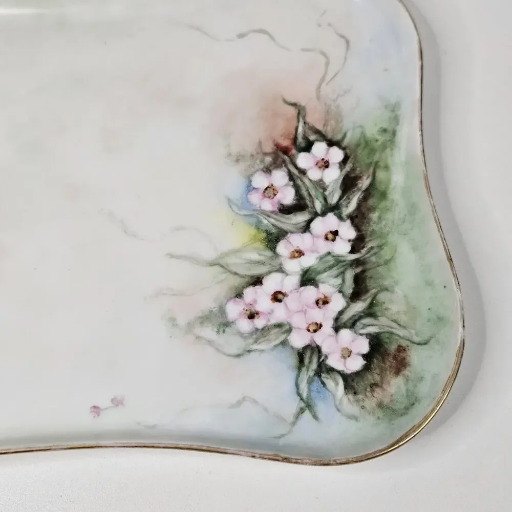 Antique Porcelain Vanity Set Dresser Tray Hand Painted MZ Austria & Bavaria